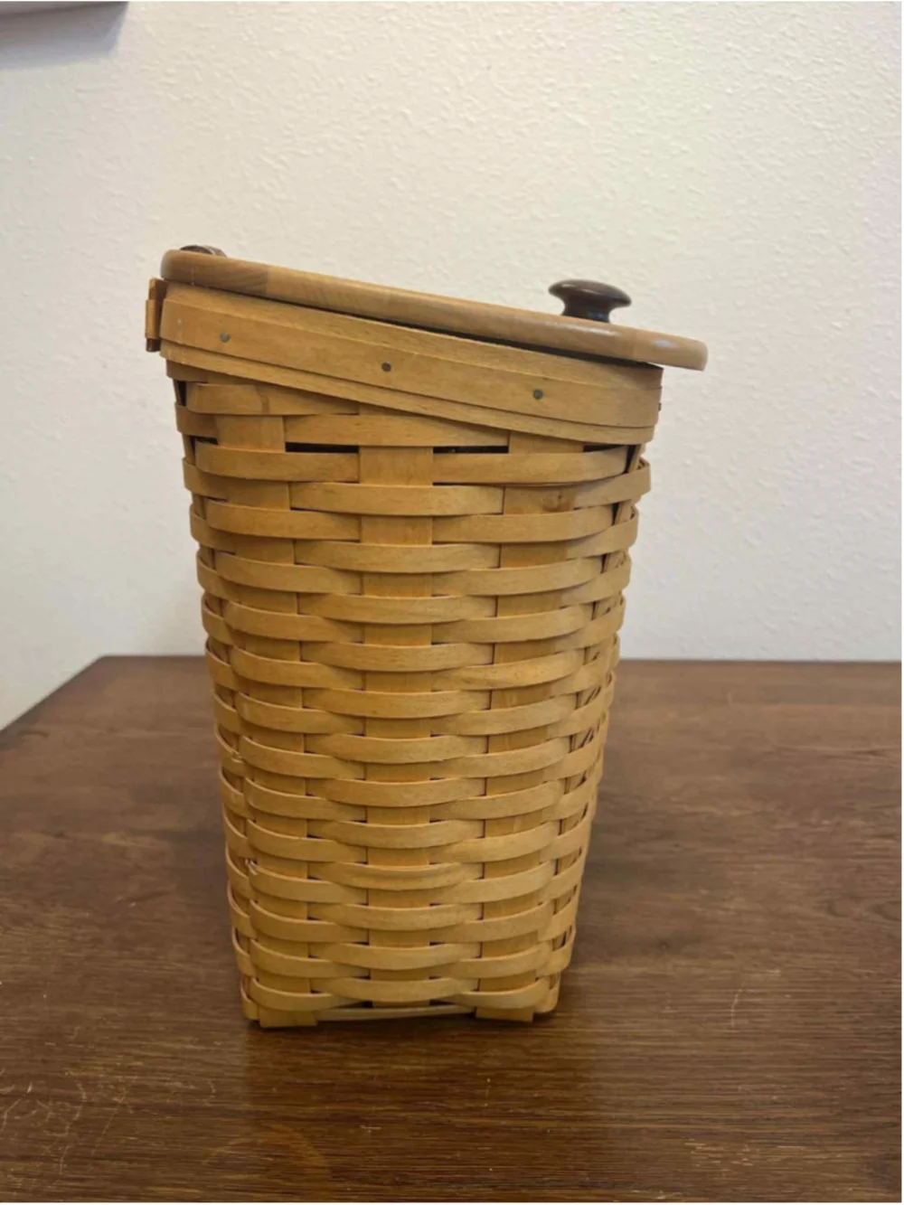Longaberger 2002 Signed Basket Woodcraft Lid & Liner Maker Initials Signed